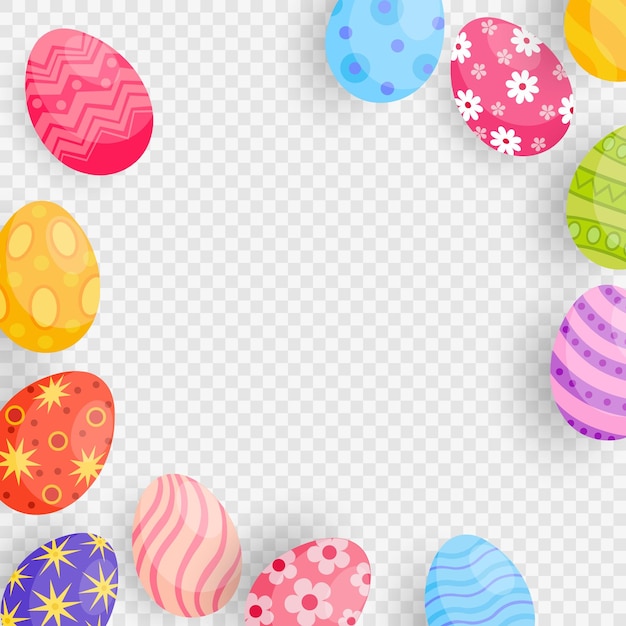 Simpatico simbolo di uova di pasqua colorate buona pasqua cartone animato disegno vettoriale su png