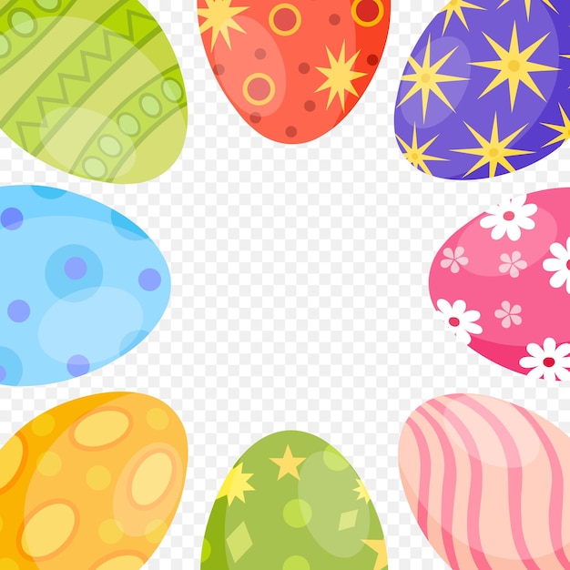 Cute colorful Easter eggs symbol Happy Easter cartoon design vector on png