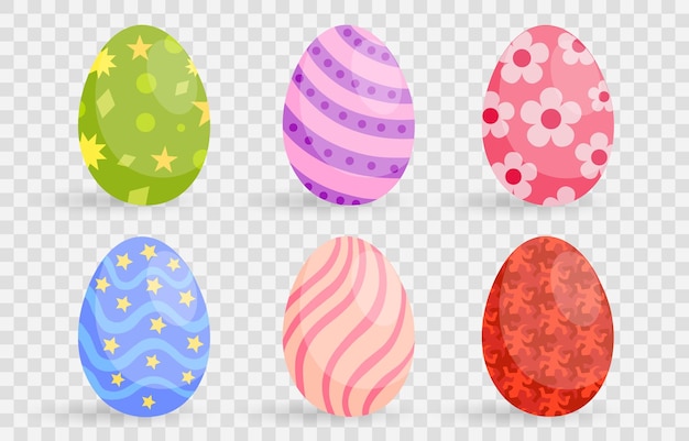 Cute colorful easter eggs symbol happy easter cartoon design vector on png