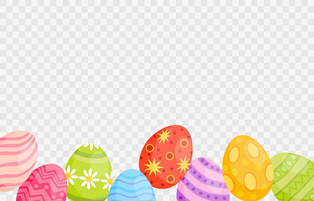 Simpatico simbolo di uova di pasqua colorate buona pasqua cartone animato disegno vettoriale su png