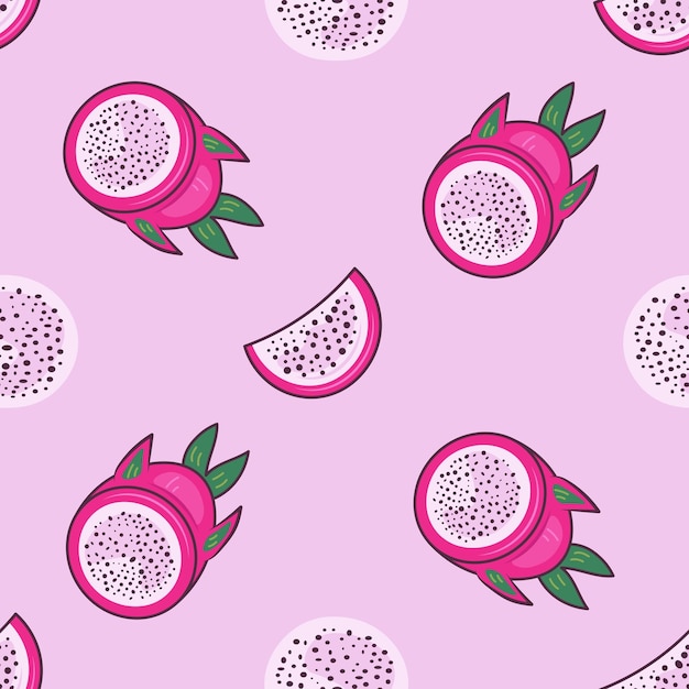 Cute colorful exotic fruit seamless pattern