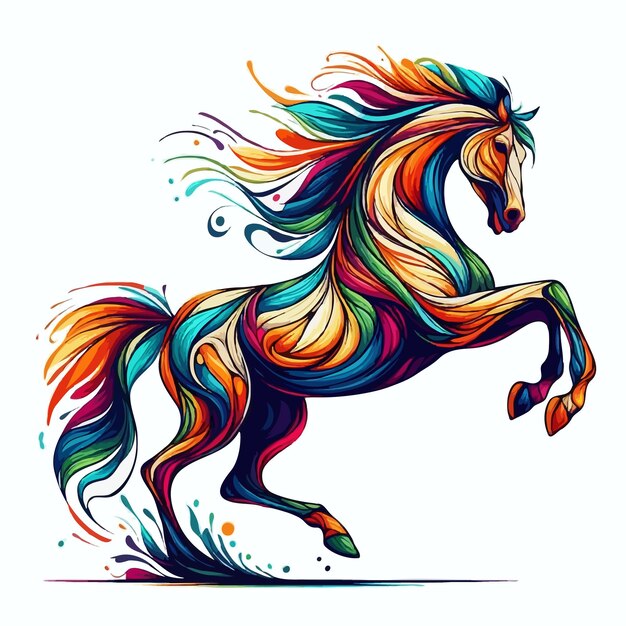 Vector cute colorful horse vector on white background