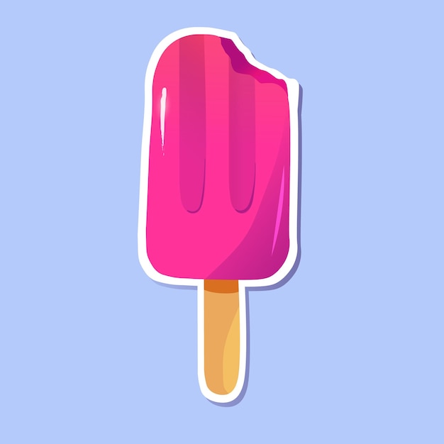 ピンク色のかわいいカラフルなアイスクリームステッカー夏のさわやかなdessertvector手描きカルトゥー