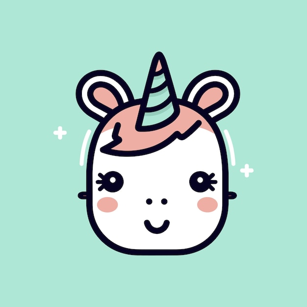 Cute and colorful kawaii unicorn illustration perfect for any fun and whimsical design project