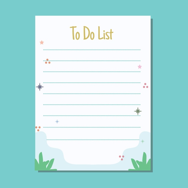 Cute Colorful to-do list planner template flat design