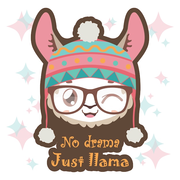 Cute colorful llama graphic