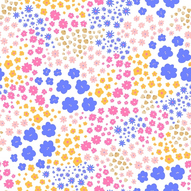 Cute colorful and playful floral in seamless pattern