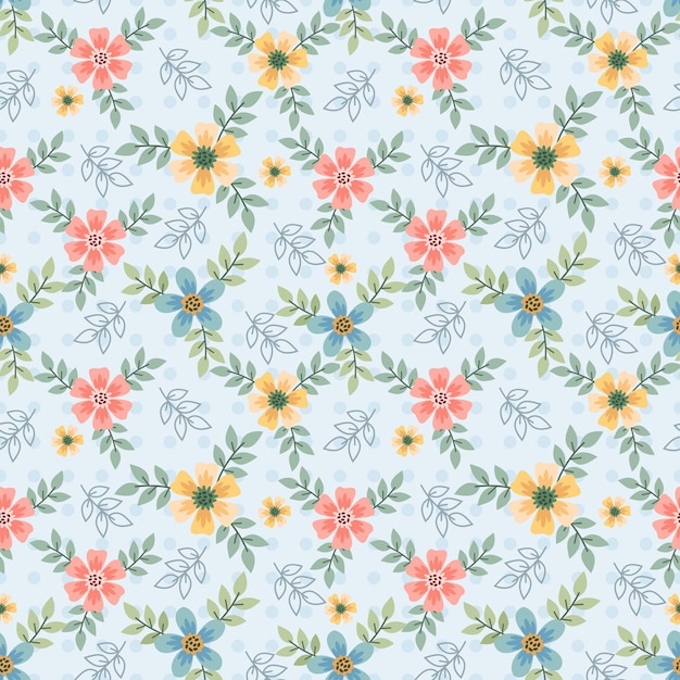 Cute colorful small flowers seamless pattern.