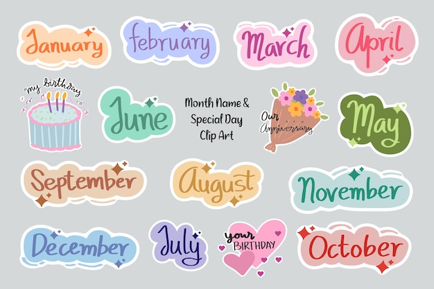 Vector cute colorful time sticker clip art