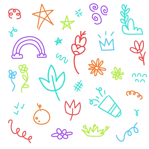 Vector cute and colorful vector doodles sheet