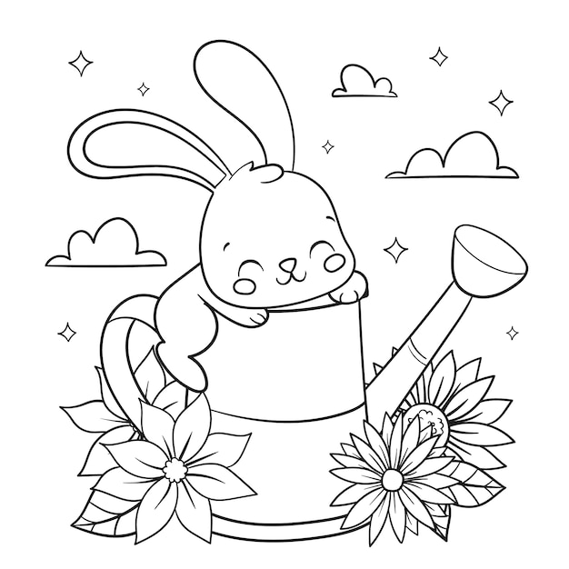 Vector cute coloring book with bunny