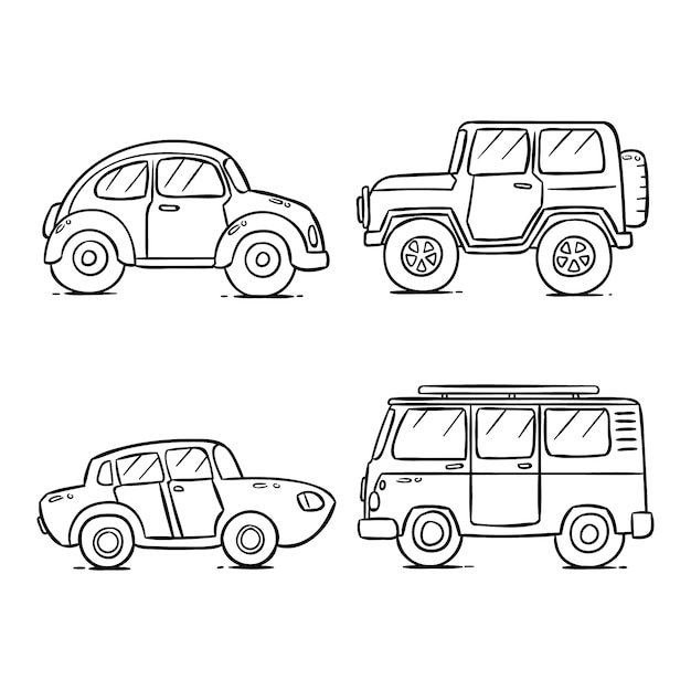 Vector cute coloring for kids with cars