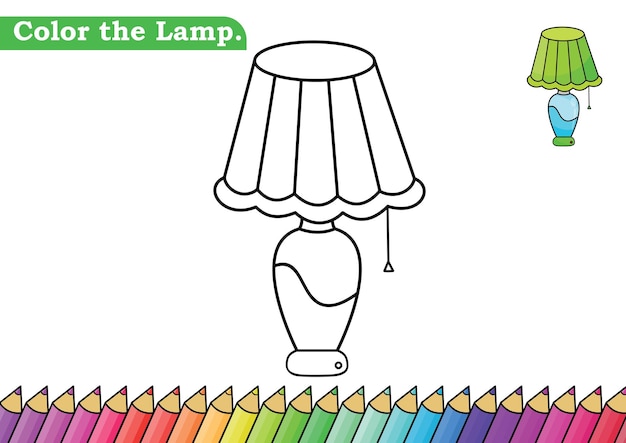 Cute coloring for kids with Lamp picture Vector illustration of coloring book page Lets color