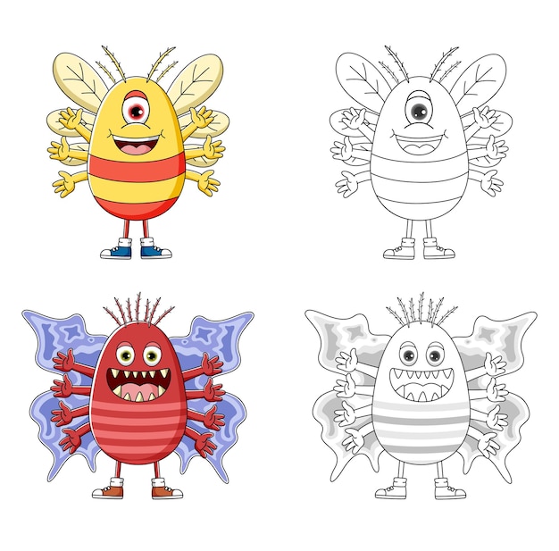 Cute coloring for kids with monster collection