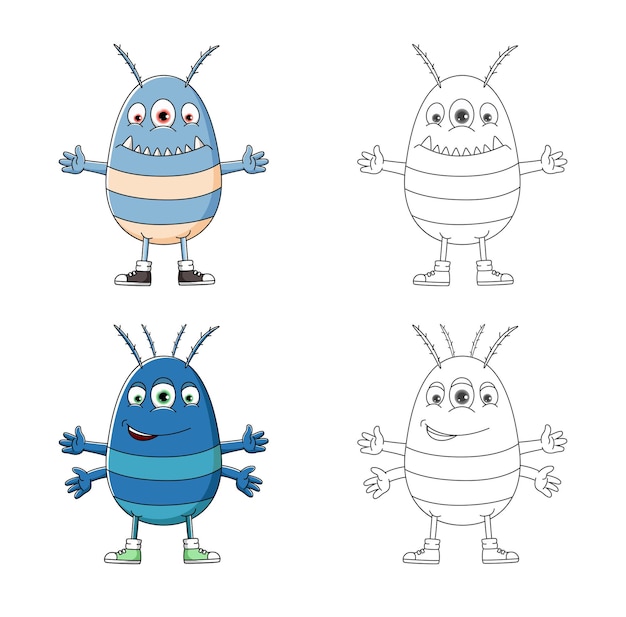 Vector cute coloring for kids with monster collection