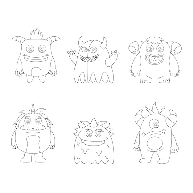 Cute coloring for kids with monster collection