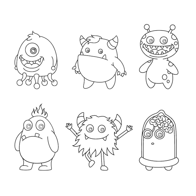 Cute coloring for kids with monster collection