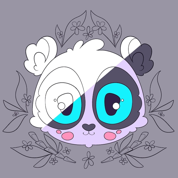 Vector cute coloring panda