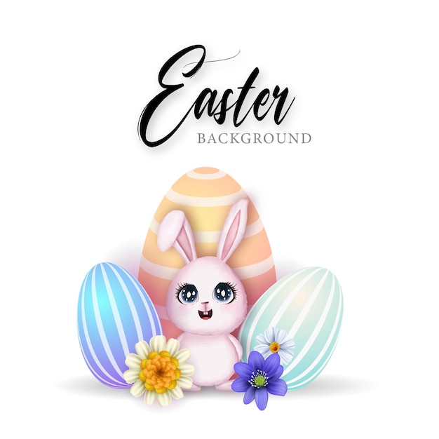 Cute colourful happy easter sale poster banner background with eggs free vector