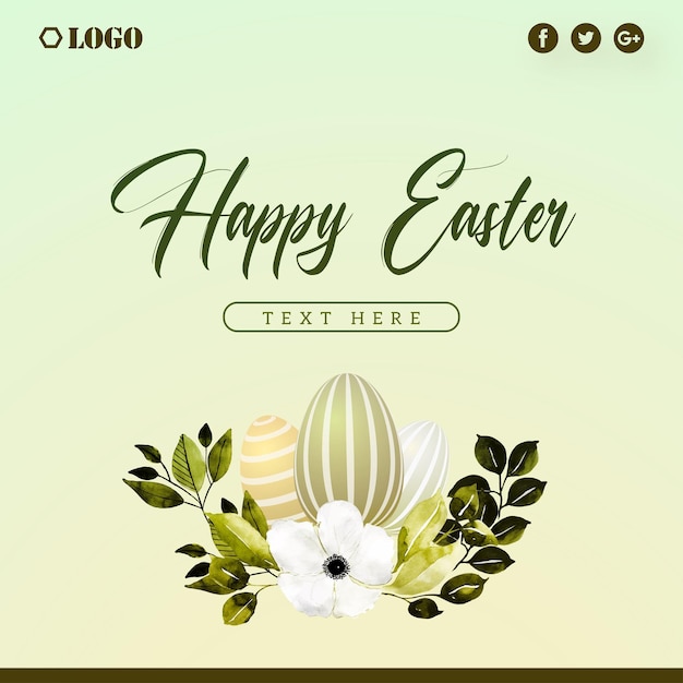 Cute colourful happy easter sale poster banner light green background with eggs free vector