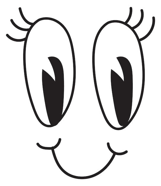 Vector cute comic face smiling retro emoji expression