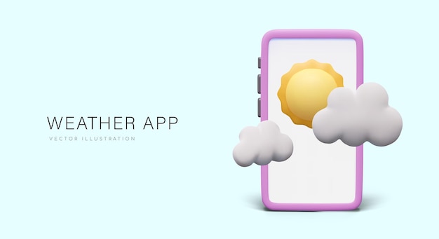 Vector cute commercial weather forecast concept for smartphone daily online service