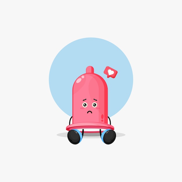 Cute condom is tired icon illustration