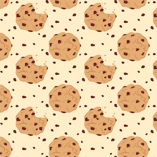 Cute cookies seamless pattern food and snack kawaii pattern