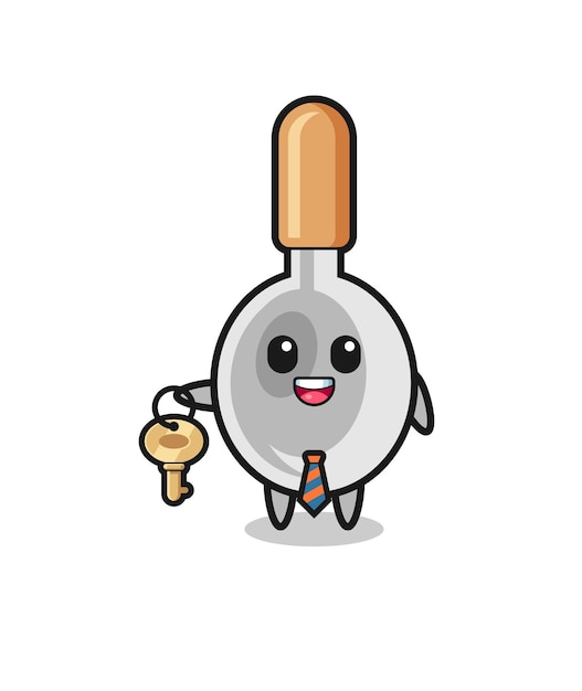 Vector cute cooking spoon as a real estate agent mascot