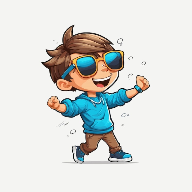 Vector cute cool boy dabbing vector on a white background