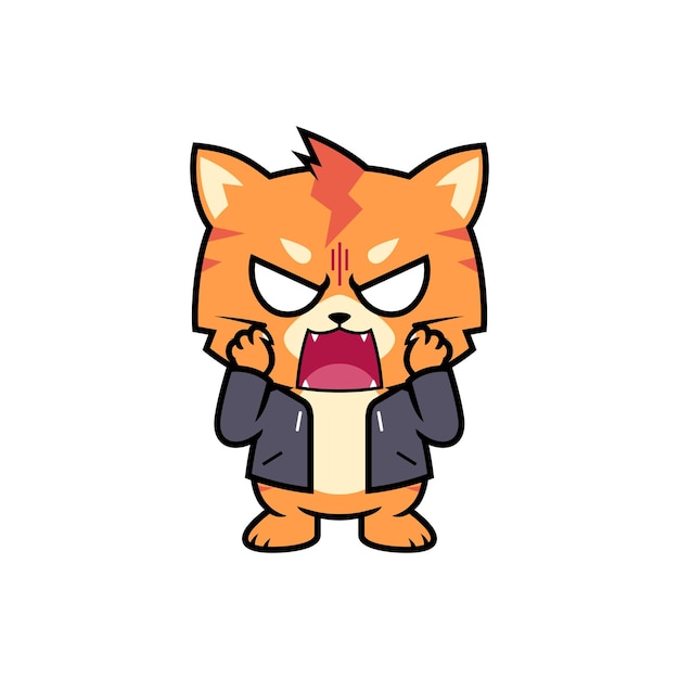 Cute cool cats angry screaming vector cartoon illustration