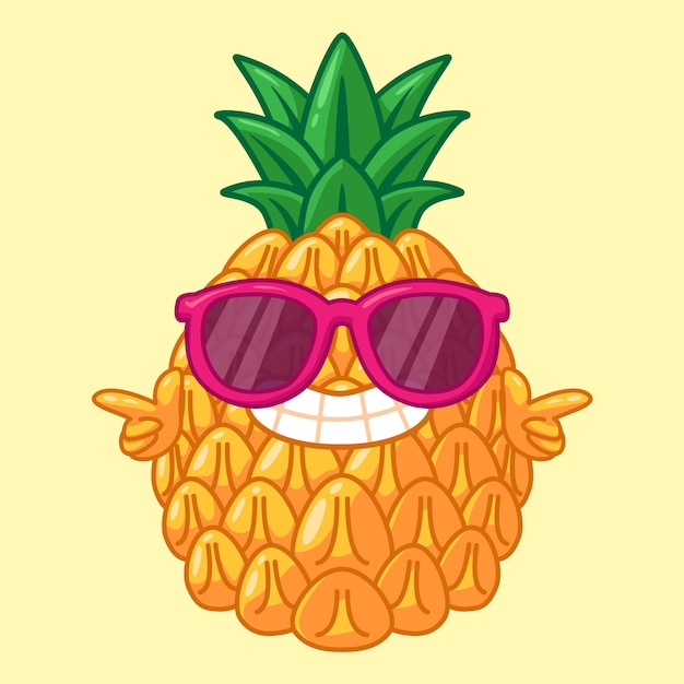 Cute cool pineapple mascot