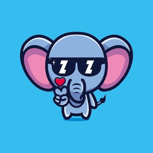Cute cool style elephant wearing glasses