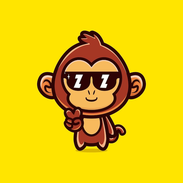 Cute cool style monkey wearing glasses