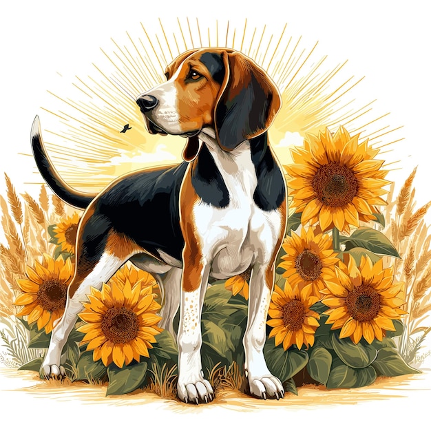 Vector cute coonhound dog cartoon vector style white background