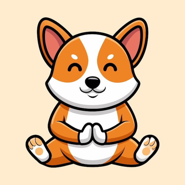 귀여운 코르기 베이비 명상 요가 터