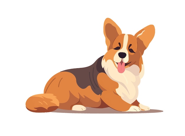 Cute corgi breed dog obedient canine animal pup isolated on white background vector cartoon illustration