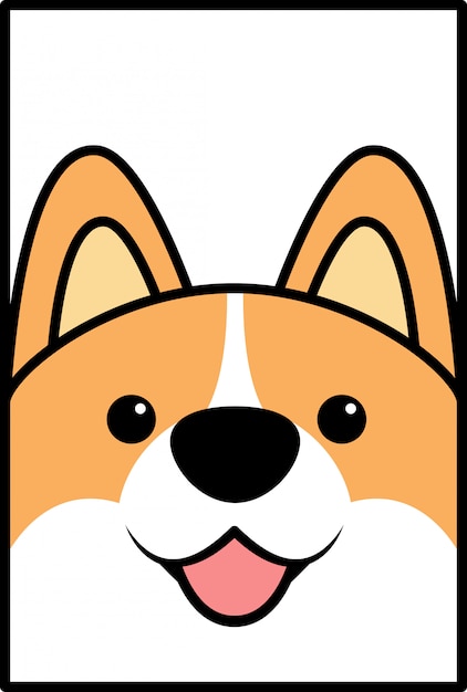 Fumetto sveglio del fronte del cane del corgi