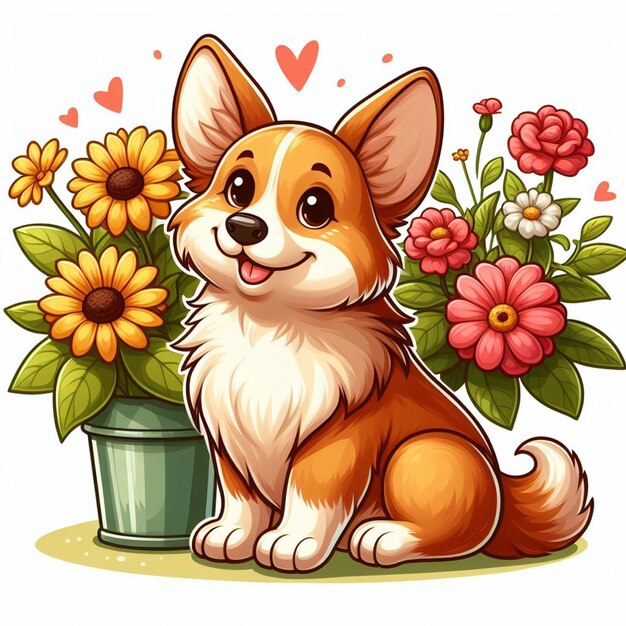 Cute Corgi Dogs Vector Cartoon illustration