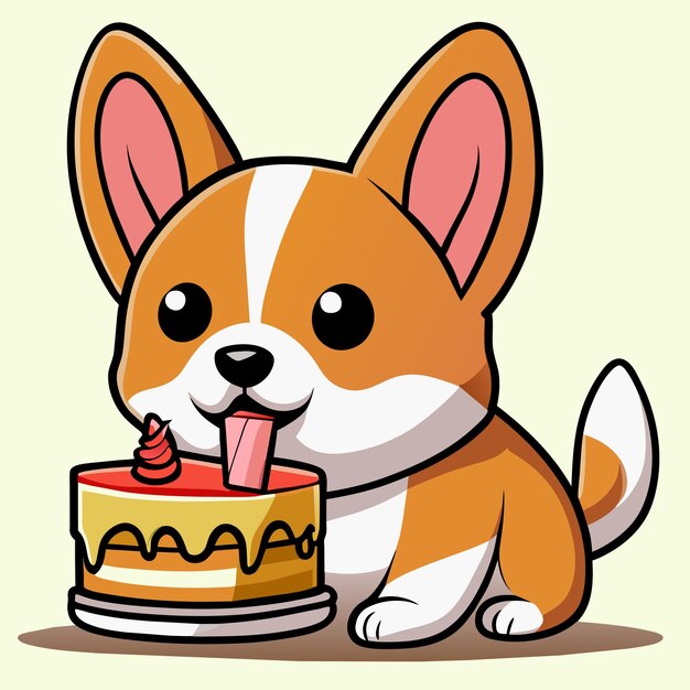 Premium Vector | Cute corgi eating cake vector