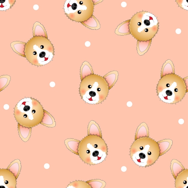 Vector cute corgi on light orange background