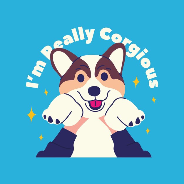 Vector cute corgi opgevoed door somebody's hands vector design