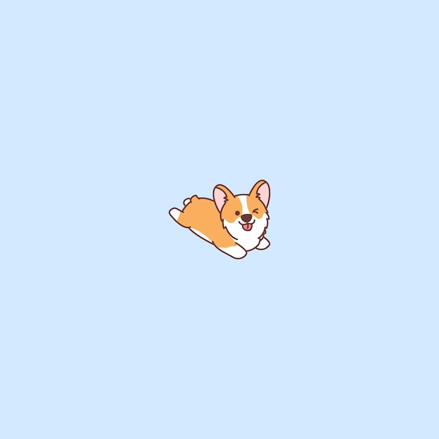 cute corgi puppy lying dawn and winking eye cartoon