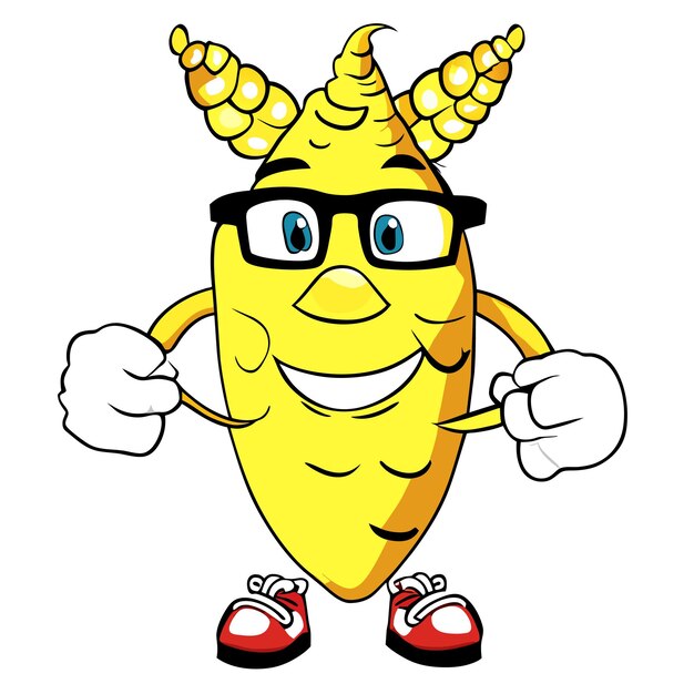 Симпатичная кукуруза в очках с большими пальцами вверх, иллюстрация векторной иконки мультфильма