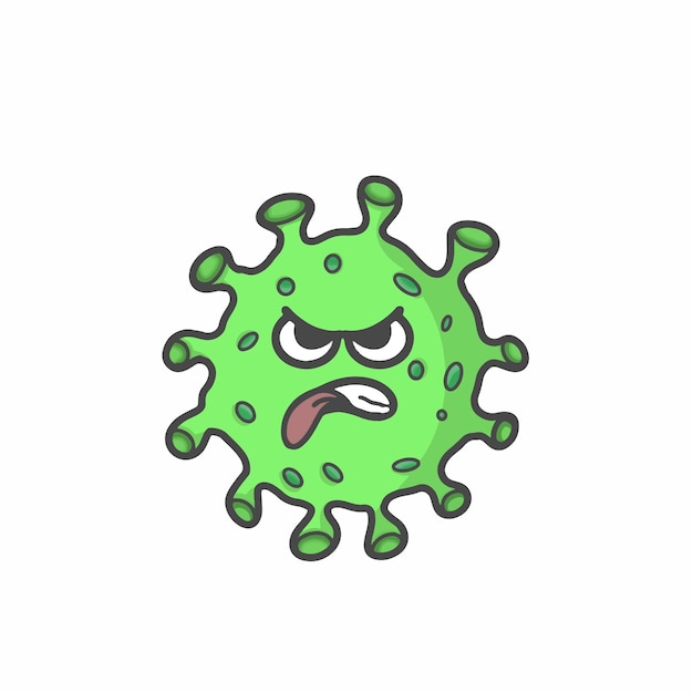 Cute Corona Virus Character Flat Cartoon Vector Template Design Illustration