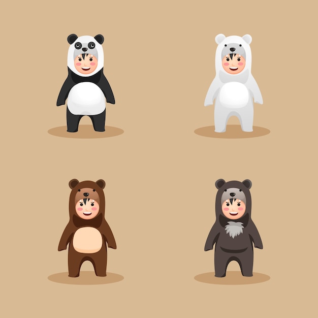 Cute costume bear family