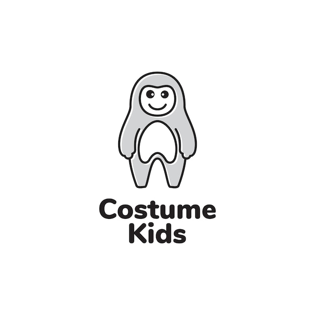 Costume carino per bambini cartone animato semplice logo design grafico vettoriale simbolo icona segno illustrazione creativa