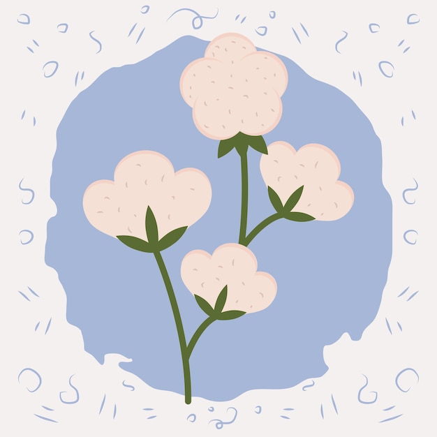 Vector cute cotton flowers