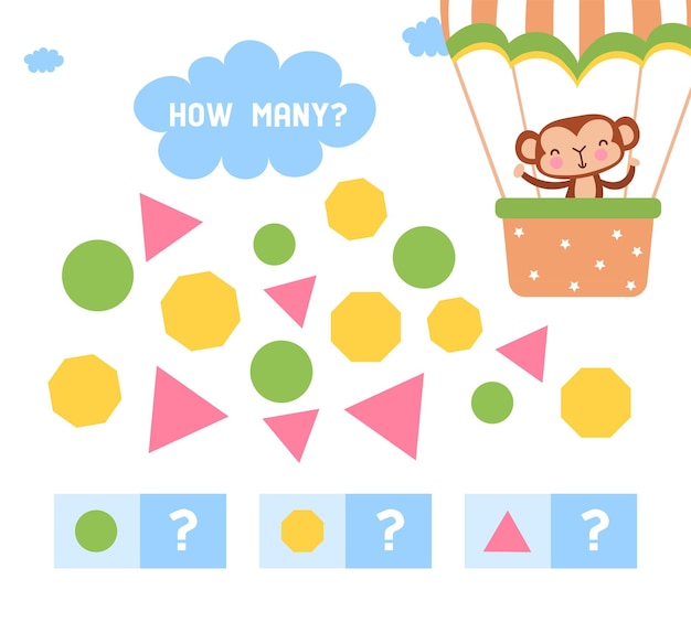 Cute counting educational game for little children on white background concept of math activity