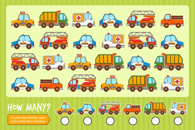 Cute counting game with cars